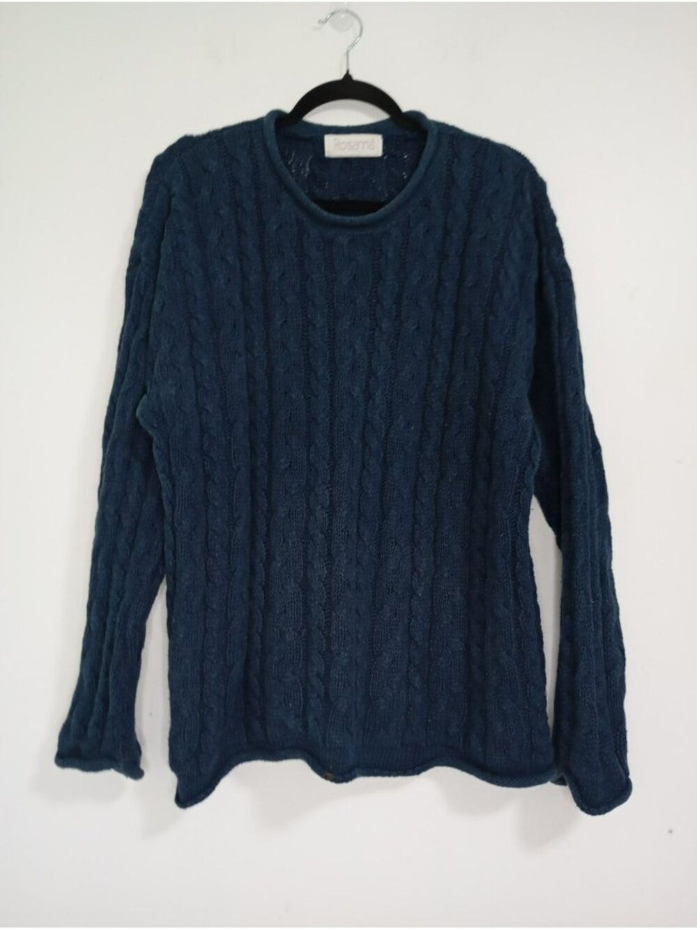 Vintage Rosanna Cable Knit Navy Blue Sweater Womens Size M